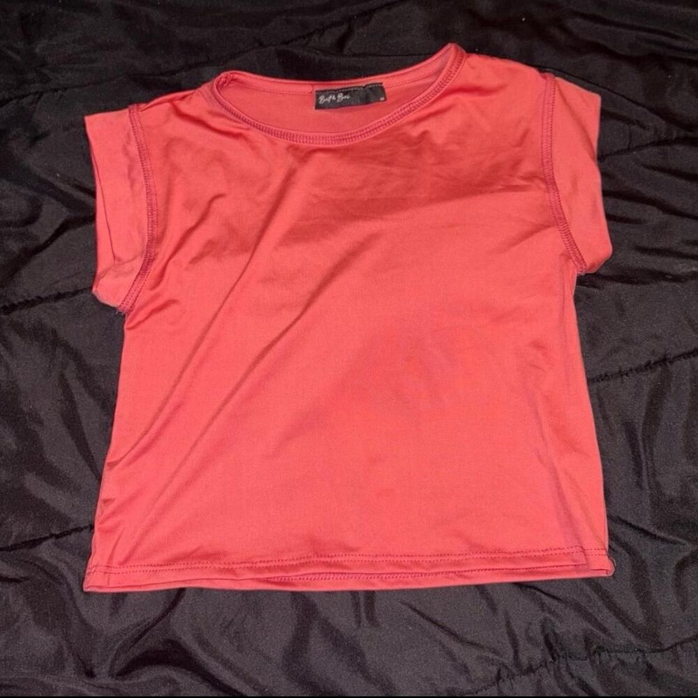 Women's Pink and Red Crop-top